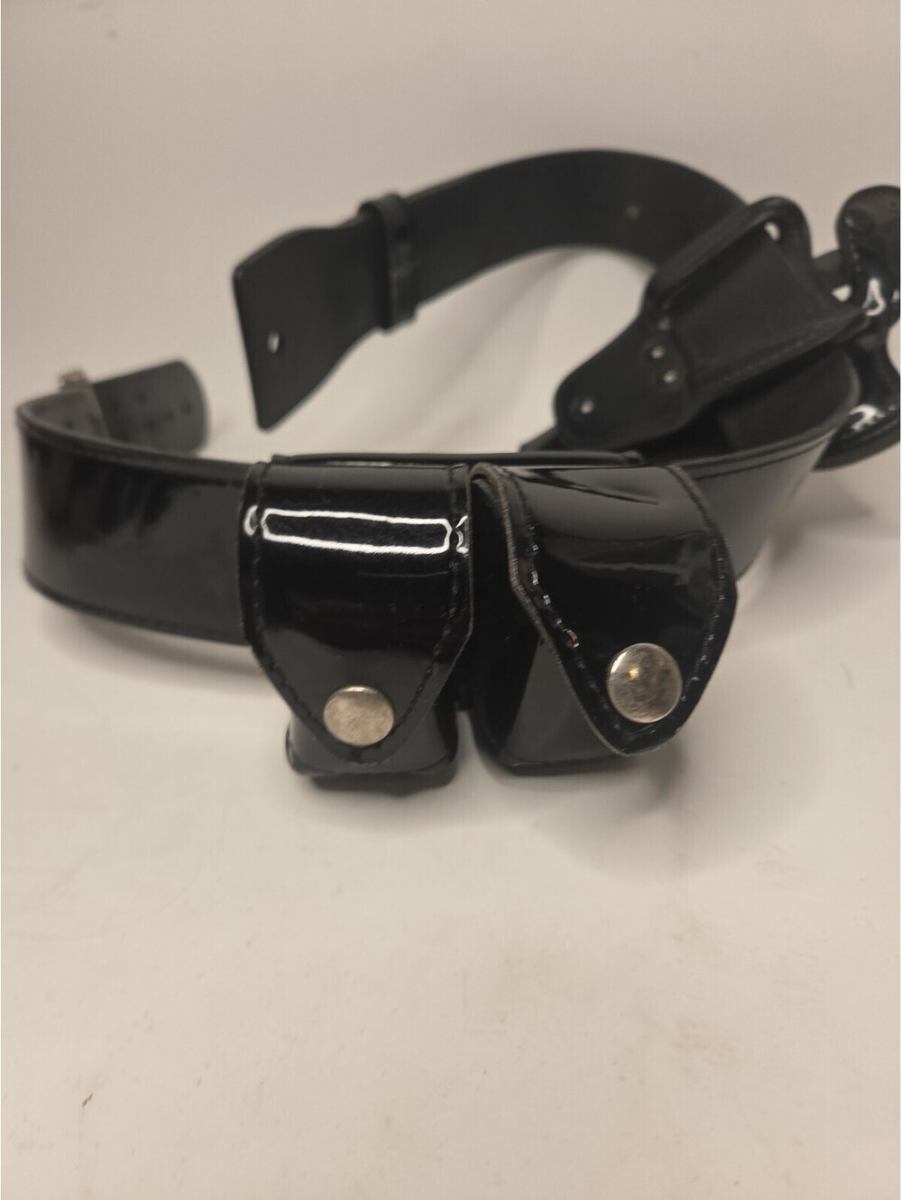 Vintage Black Leather Police Duty Belt Rig Set Holster 38 Special Stamped 38 Siz - Picture 3 of 5